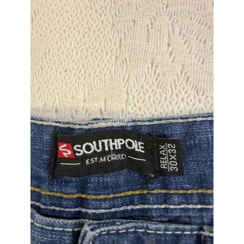 Southpole Mens Relaxed Fit Baggy Denim Jeans Medium Wash 30x32 Streetwear Cotton